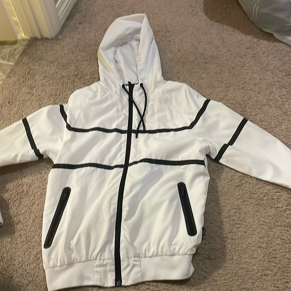 Zip-up, white and black, CSG, Polyester